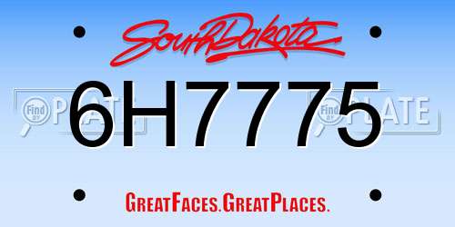 6H7775 South Dakota License Plate