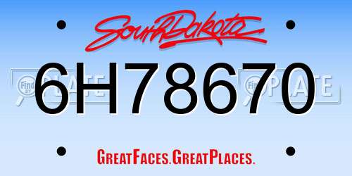 6H78670 South Dakota License Plate