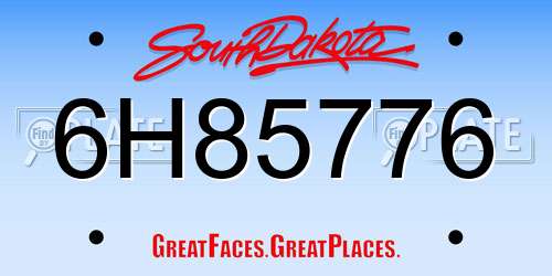 6H85776 South Dakota License Plate