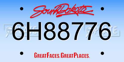 6H88776 South Dakota License Plate