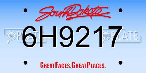6H9217 South Dakota License Plate
