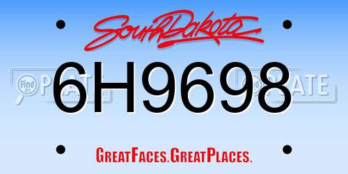 6H9698 South Dakota License Plate