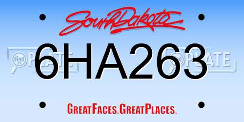 6HA263 South Dakota License Plate