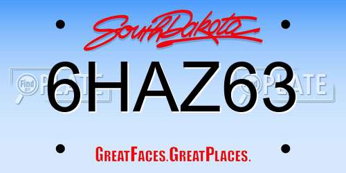 6HAZ63 South Dakota License Plate