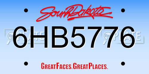 6HB5776 South Dakota License Plate