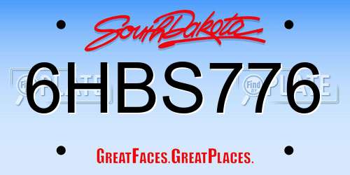 6HBS776 South Dakota License Plate
