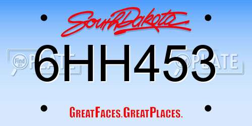 6HH453 South Dakota License Plate