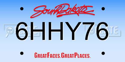 6HHY76 South Dakota License Plate