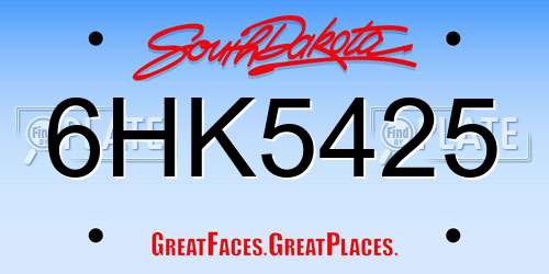 6HK5425 South Dakota License Plate