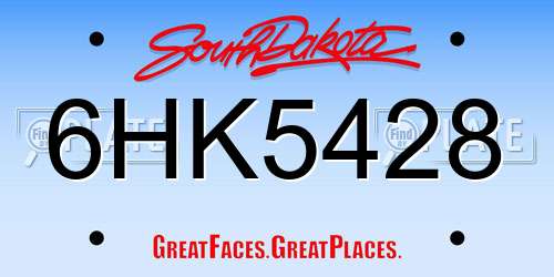 6HK5428 South Dakota License Plate