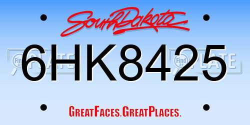 6HK8425 South Dakota License Plate