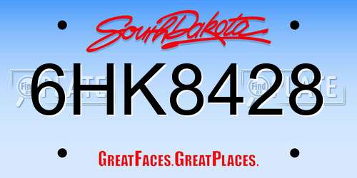 6HK8428 South Dakota License Plate