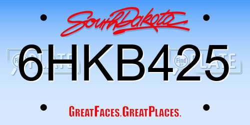 6HKB425 South Dakota License Plate