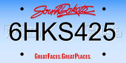 6HKS425 South Dakota License Plate