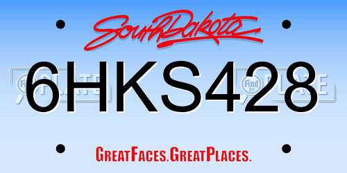 6HKS428 South Dakota License Plate