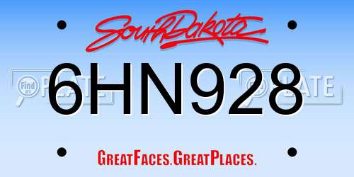 6HN928 South Dakota License Plate