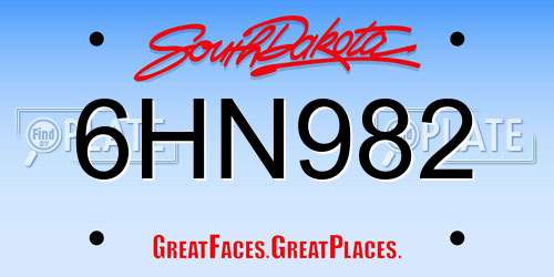 6HN982 South Dakota License Plate