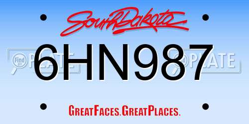 6HN987 South Dakota License Plate