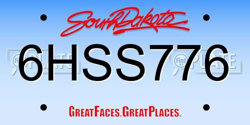 6HSS776 South Dakota License Plate