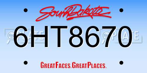 6HT8670 South Dakota License Plate