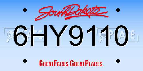 6HY9110 South Dakota License Plate