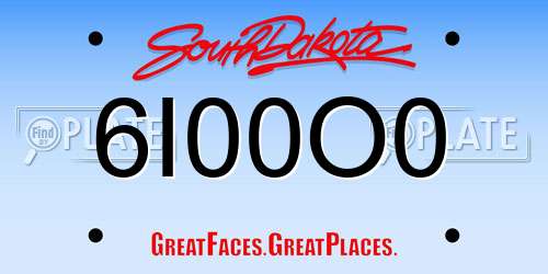 6I00O0 South Dakota License Plate