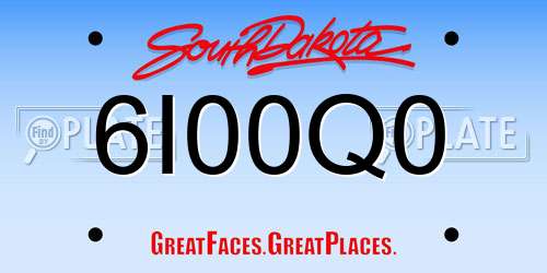 6I00Q0 South Dakota License Plate