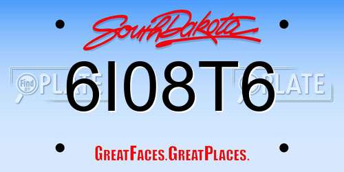 6I08T6 South Dakota License Plate