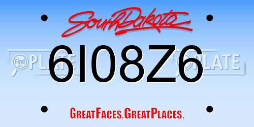 6I08Z6 South Dakota License Plate