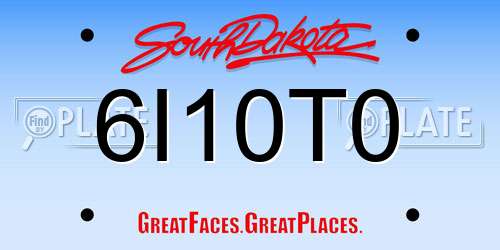 6I10T0 South Dakota License Plate
