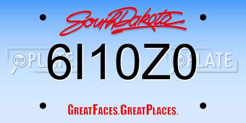 6I10Z0 South Dakota License Plate