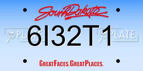 6I32T1 South Dakota License Plate