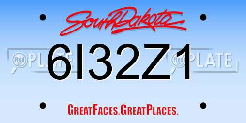 6I32Z1 South Dakota License Plate