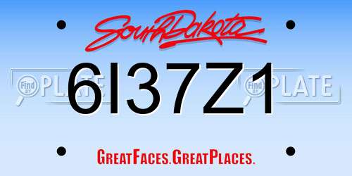 6I37Z1 South Dakota License Plate