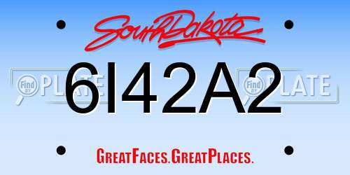 6I42A2 South Dakota License Plate