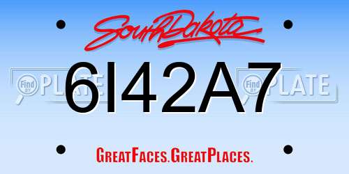 6I42A7 South Dakota License Plate