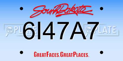 6I47A7 South Dakota License Plate