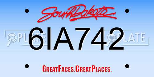 6IA742 South Dakota License Plate
