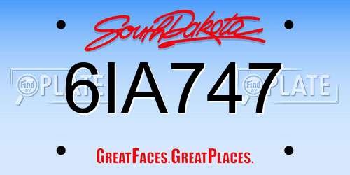 6IA747 South Dakota License Plate