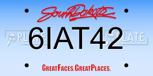 6IAT42 South Dakota License Plate