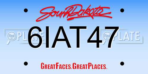 6IAT47 South Dakota License Plate