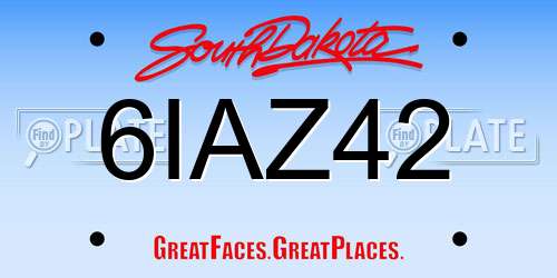 6IAZ42 South Dakota License Plate