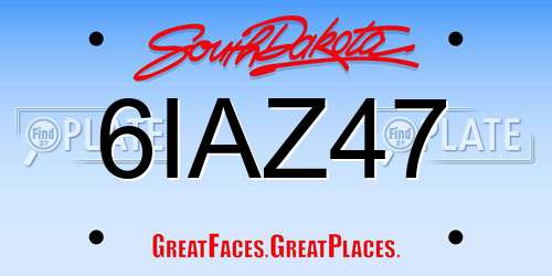 6IAZ47 South Dakota License Plate