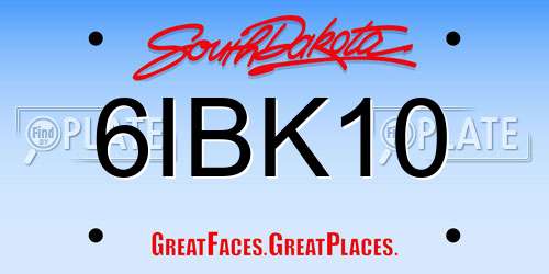 6IBK10 South Dakota License Plate