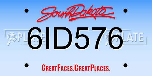 6ID576 South Dakota License Plate
