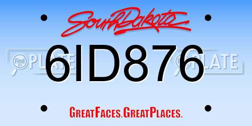 6ID876 South Dakota License Plate