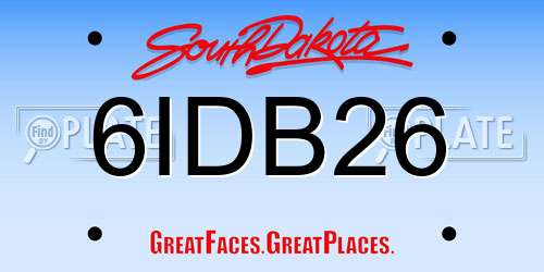 6IDB26 South Dakota License Plate