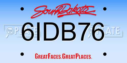 6IDB76 South Dakota License Plate