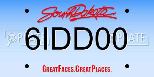 6IDD00 South Dakota License Plate