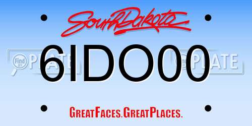 6IDO00 South Dakota License Plate